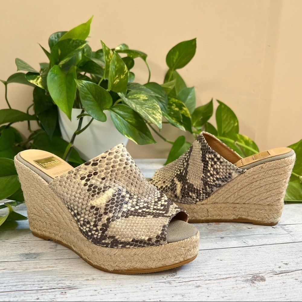 Kanna Womenβs Snake Skinβ Wedge Espadrilles Open Toe Shoes Size 36